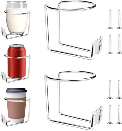HMIEPRS 2 Piezas Portavasos de Acero Inoxidable, Universal Anillo de Barco Portavasos con Tornillos, Bebidas Botellas Tazas Soporte para Camión Yates Marino Coche Barcos Autocaravanas