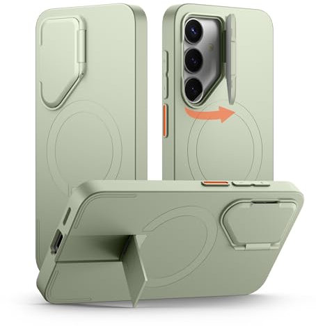 SURITCH Magnetisch Hülle Kompatibel mit Samsung Galaxy S25 5G Handyhülle mit Metall Ständer & Kameraschutz Stoßfest Schutzhülle Kratzfest Case für Galaxy S25 (Grün)
