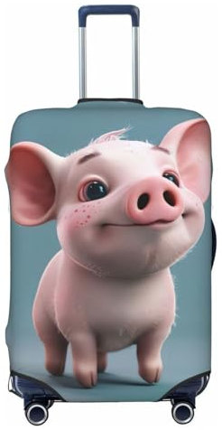 EdWal Kofferhülle mit Cartoon-Schweine-Druck, Reisegepäckabdeckung, waschbar, kratzfest, Schwarz , M