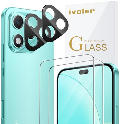 ivoler 2 Piezas Cristal Vidrio Templado Protector de Pantalla para Honor 400 Lite 5G, con 2 Piezas Protector de Lente de Cámara, 9H Dureza, Antiarañazos, Sin Burbujas