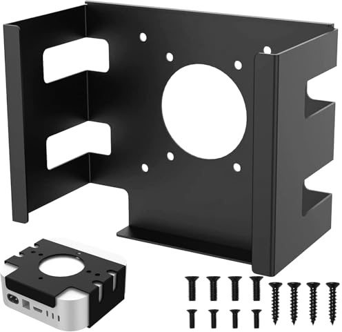 YushengTai Halterung für Mac Mini m4, Untertischhalterung VESA Halterung für Mac Mini m4, Metall Halterung Desktop Computer, Under Desk Stand Holder, Zubehör Wandhalterung, für Office Home, Schwarz