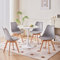 TTATC Mesa de Comedor con Juego de 4 Sillas, Mesa de Comedor Redonda Blanca, 4 Sillas de Comedor con Patas de Madera de Haya, para Cocina, Sala, Comedor, Gray
