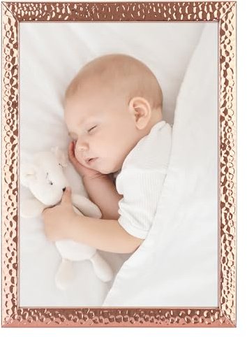 HMETOL Metal Picture Frame for Photo and Poster, Horizontal Formats | Sturdy metal construction. Display horizontally or vertically. Protects against dust and moisture. Rose gold 5x7