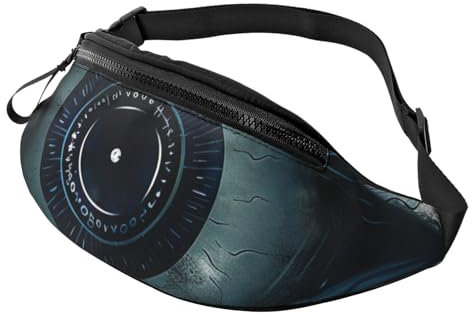 Bauchtasche mit Aufdruck Evil Eye, für Damen und Herren, mit verstellbarem Gurt, für Wandern, Laufen, Reisen, Radfahren, Schwarz , Einheitsgröße, Lässiger Tagesrucksack