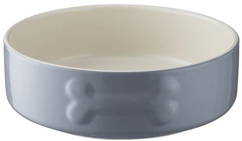 Mason Cash: Embossed Bone Dog Bowl - Gray - 5.9, 17oz - Durable Ceramic Food & Water Dish, Microwave & Dishwasher Safe, Pet Meal Feeding & Hydration