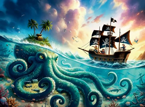 Ravensburger Kinderpuzzle 12004263 - Der Schatz des Kraken - Piraten-Puzzle mit 100 Teilen, für Kinder ab 6 Jahren