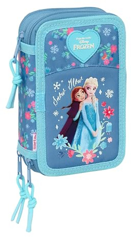 safta FROZEN Schulmäppchen mit 37 Utensilien, Kindermäppchen, ideal für Kinder von 5 bis 14 Jahren, bequem und vielseitig, Qualität und Widerstandsfähigkeit, 12,5 x 5,5 x 19,5 cm