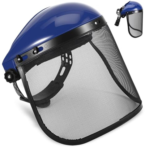 Gesichtsschutz Helmet,Sicherheitshelm Verstellbarer Forstschutzhelm (Blau) | Visiere Forsthelm, Sicherheit mit Netzvisier Verstellbarem, Kopfband Leicht für Freischneider, Schutz, Flüssigkeiten
