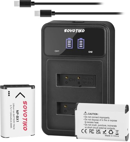 SOVOTIKO 2Pcs NP-BX1 Battery and Dual-Slot Charge for Sony ZV-1, Cyber-Shot DSC-RX100, DSC-RX100 II/III/M4/M5/M6/M7/Ⅳ/Ⅴ/Ⅵ/Ⅶ/VA, DSC-RX100M II, HDR-CX405