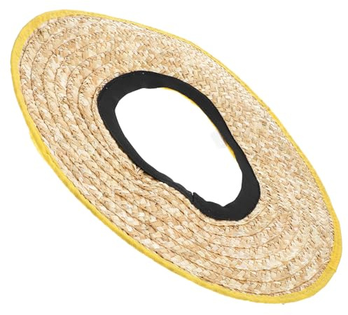 Ciieeo Pare-Soleil Tissé en Paille pour Casque de Chantier, Visière Protection Solaire à Large Bord Ø 45 Cm, Accessoire Léger et Confortable pour Travaux Extérieurs et Jardinage, Couleur