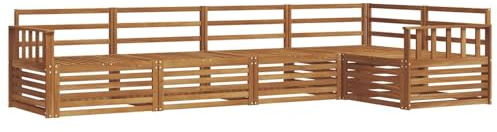vidaXL Outdoor-Sofagarnitur 5 pcs Natur Massivholz Akazie, Gemütliches Outdoor-Set, modernes Ecksofa, robuster Loungesessel, Gartenmöbel, Terrasse zum Relaxen