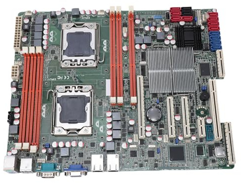Annadue Carte Mère Double LGA1366 DDR3 24G X58 avec Mémoire DDR3 Triple Canal, 6 Interfaces SATAII et Prise en Charge Logicielle pour Processeurs, Protocole IPMI 2.0, Gestion de