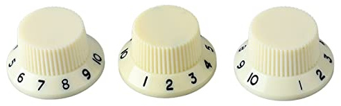 petjoyful 3PCS Potentiometer-Drehknöpfe Tone Volume Control Knob Ersatz für E-Gitarre Bass (Elfenbeinfarbener Knopf, schwarzer Schriftzug)