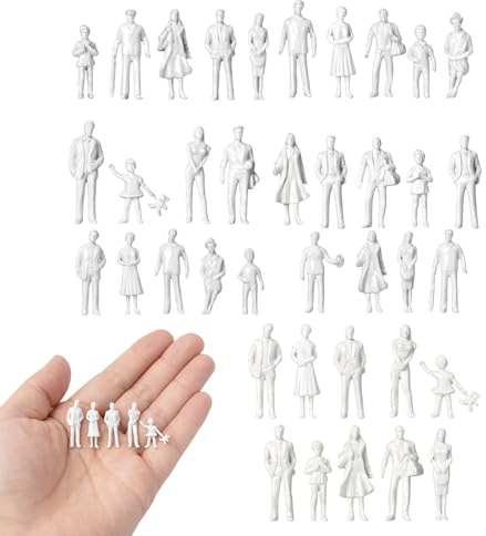 Mini Figuren, Miniatur Menschen, 100 Stück Mini Figuren Menschen Museum für Modelleisenbahn und Architekturmodelle, Unbemalte kleine Figuren im Maßstab 1:100, für Modellbau und Diorama Gestaltung