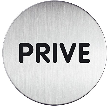 Durable Türschild Picto rund, Prive, 83 mm, metallic silber, 491268