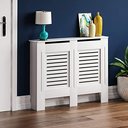 Vida Designs Milton - Cubierta para radiador Grande, con Tablero de Madera de Fibra Pintado en Blanco.