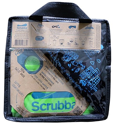 Scrubba Bolsa de Lavado Portátil Kit 2.0 – Sistema de Colada para Hoteles y Viajes – Set de Limpieza de Ropa para Acampada; Pequeño y Ecológico