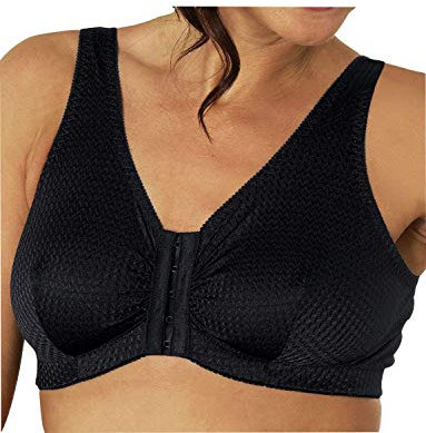 Eden House Ladies Front Fastening Bra Non Wired Magic Cotton Bra Black 26