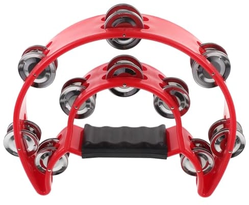 ROSENICE Jingles Tambourine mit zwei Reihen, Halbmond, Musik, Metall, Handambourine (rot)