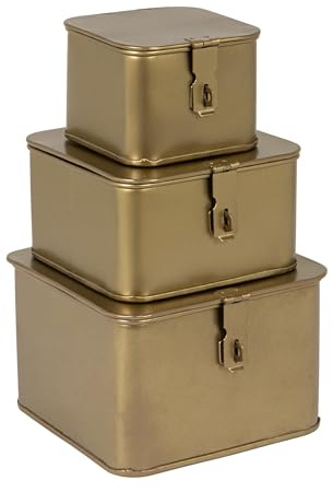 Creative Co-op Decorative Boxes, Iron, Gold, 6