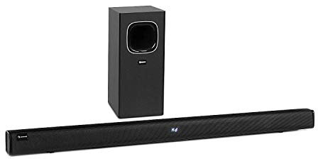 Auna Areal Bar 650 - Equipo de Sonido 2.1, Barra de Sonido con subwoofer, para TV, Potencia Media de 120 W, Bluetooth, USB, AUX, HDMI-ARC, Sobremesa o en la Pared, Mando a Distancia, Negro