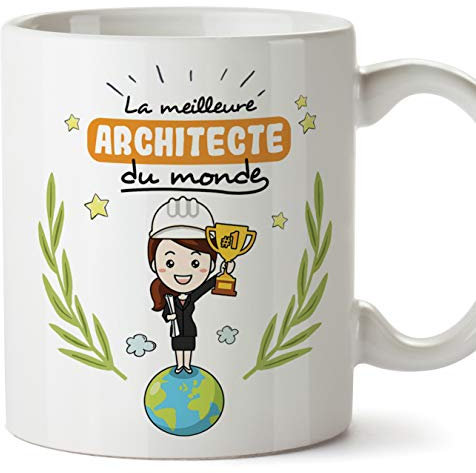 Mugffins architecte. Tasses Originales de café et Petit-déjeuner à Donner Travailleurs Professionnels - Meilleure Architecte du Monde - Céramique 350 ML