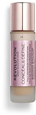 Makeup Revolution, Conceal & Define Grundierung, F8, 23ml