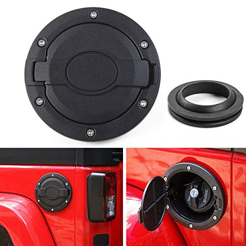 Beside_Auto Tankdeckelabdeckung Aluminium Tankklappe für Wrangler 2007-2018 JK & Unlimited