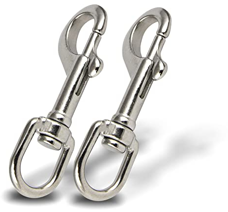 PROTECH 2 Stück Gedreht Karabiner mit Drehgelenk 87mm Edelstahl A4 V4A Wirbelkarabiner für Hundeleinen Schnellverschluss