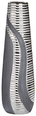 GILDE Kegelvase Sevilla anthrazit/Silber Länge 12,0 cm Breite 12,0 cm Höhe 39,0 cm 28094