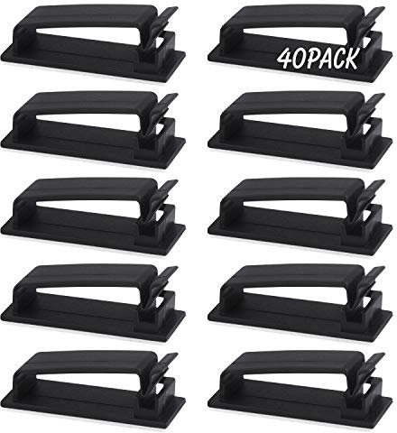 TUPARKA 40 Pack Self Adhesive Cable Clips Organizer for Car, Office and Home