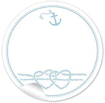 24 STICKER Freitextfeld Etiketten mit Anker Herz aus Tau im Maritim Look in Blau zum beschriften von Selbstgemachtes Briefen Geschenken Verpackungen zur Hochzeit, 4 cm, rund, matt