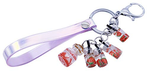 SELOVO Juice Bottle Purse Bag Charm Keychain Keyring Clasp Silver Tone, Red, Average