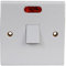 Invero 1 Gang 20 Amp Double Pole Electric Water Heater Wall Switch Standard Square White with Red Neon Power Indicator
