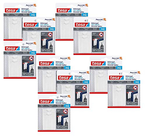 Tesa Klebenagel für Tapeten und Putz/Selbstklebende Nägel für empfindliche Oberflächen (2 Kg, 10 Packungen)