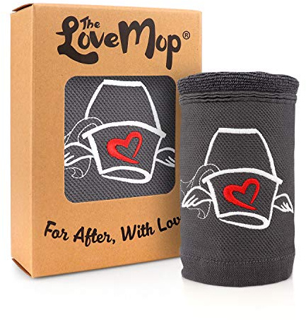 Love Mop Premium Cotton After Care Towel - Fun Gift Bachelorette Wedding Bridal Shower Party Couples Second 2nd Anniversary for Man Her Him Wife Husband Boyfriend Girlfriend Valentines Day Grey