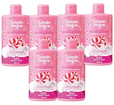 TULIPÁN NEGRO, PACK 6 UDS. BODY LOTION FRESA Y NATA 400 ML