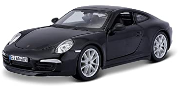 Bburago Porsche 911 Carrera S: Modellauto im Maßstab 1:24, Türen und Motorhaube beweglich, 20 cm, schwarz (18-21065B)