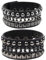 MILAKOO 2 Stücke breiter Lederarmband Set schwarze Nietenarmbänder mit Ketten Gothic Punk armband