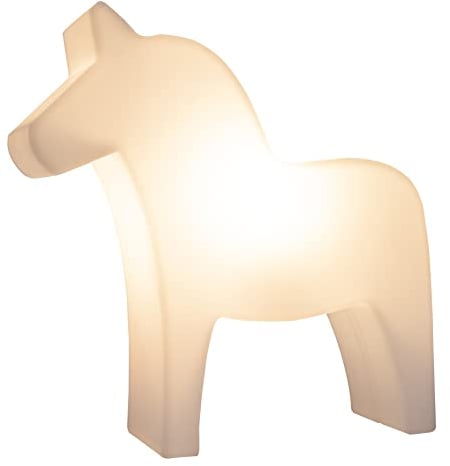 8 seasons design Shining Dala Horse LED Deko-Lampe Pferd, Höhe: 43cm, Weiß, E27 Fassung inkl. Leuchtmittel in warmweiß, Tischlampe, Kinderzimmerlampe, Outdoor & Indoor