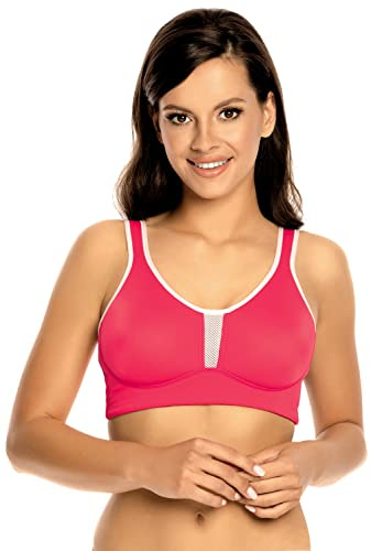 VIANIA! BH 101470 I Gemoldeter BH ohne Bügel I Atmungsaktiver Sport-BH High I Yoga & Golfen & Reiten & Tanzen I Schnelltrocknend I Schwarz, Weiß, Mandarine (Orange) I 75B bis 100E