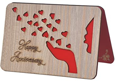 Happy Anniversary Card For Husband|Classic Happy Anniversary Design. Premium Wooden Anniversary Cards Handmade Made from Sustainable Bamboo.