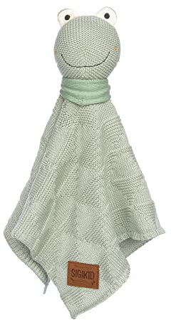 SIGIKID 39749 Strick-Schnuffeltuch Frosch Knitted Love, kuschelweiches Schmusetuch aus Baumwollstrick Einschlafhilfe und Tröster für Babys & Kinder von 0-36 Monaten, Mintgrün, 0x0x0 cm