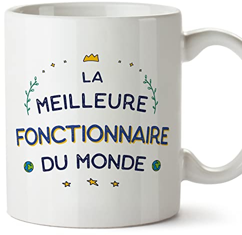 MUGFFINS Tazas para FUNCIONARIA mujer - En Francés - Meilleur du Monde - 11 oz / 330 ml - Regalo original y divertido