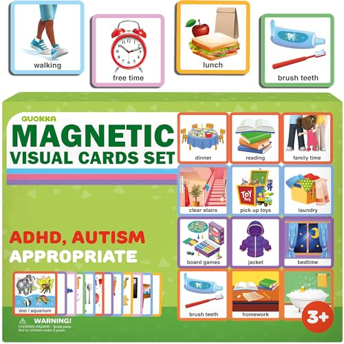 QUOKKA 95 Belohnungstabelle für Kinder – Visueller Verhaltensplan für Autistische Kinder – Magnetische ADHS-Tools – Routine-Autismus-Lernmaterialien - Englische Version