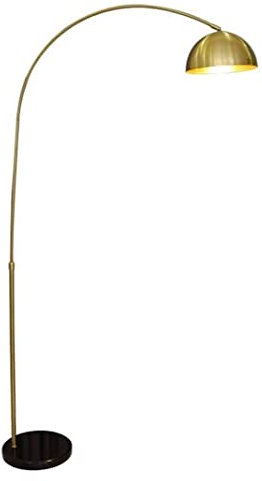 Wnota Lampadaire Lampadaire À Arc Moderne Lampadaire en Laiton avec Socle en Marbre À Hauteur Réglable Lampe sur Pied pour Salon Chambre Bureau Lampe sur Pied