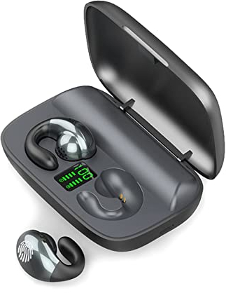 Open Ear Kopfhörer kabellos Bluetooth Luftleitung Knochenschall Sportkopfhörer Wireless Ear Clip Bone Conduction Headphones Knochenkopfhörer Ohrhörer Gym Kopfhörer mit Ohrbügel für Laufen Radfahren