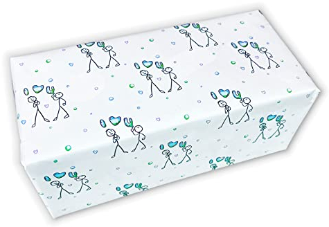 Geschenkpapier Valentinstag SEIFENBLASEN Ich liebe dich – edel Rolle 5x Bogen 42x119cm Verlobung Hochzeit weiss Frauen Mädchen Freundin 30x Klebepunkte Aufbewahrung