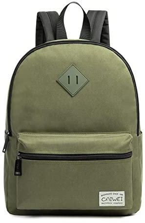CAIWEI Schulrucksack Jungen und Mädchen, Kinderrucksäcke Reiserucksack Jungen und Mädchen, armee-grün, 15*11.5*5 Inch