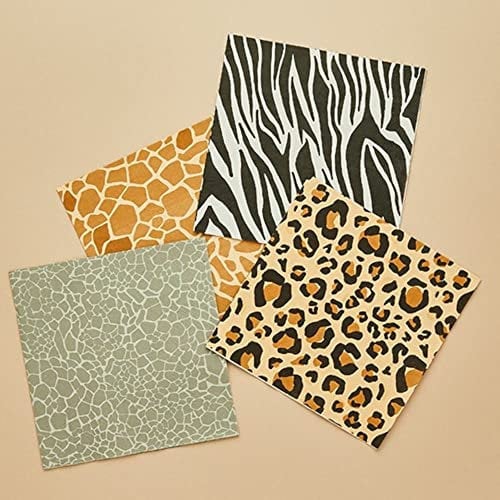 16 Safari Animal Print Napkins, Childrens Jungle Birthday Party, Teenager Animal Pattern Paper Plate, Animal Party Napkins
